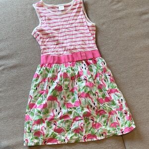 Gymboree 10 Girls Pink Flamingo Print Sleeveless Summer Dress